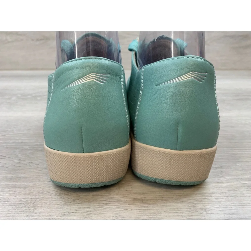 Dansko Women's Honor Teal Blue Perforated Leather Lace Up Sneakers Comfort Shoes